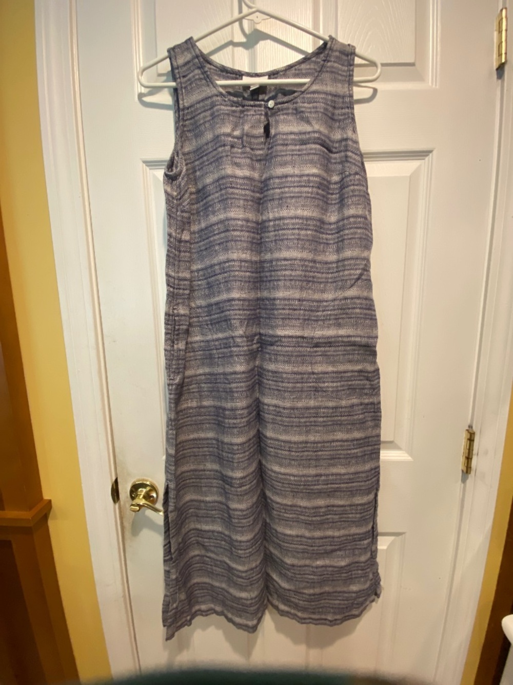 J. Jill PureJill 100% Linen Navy White Sleeveless Maxi Sundress Petite S